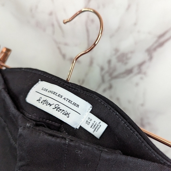 & Other Stories Pant 10 32 X 30 High Rise Black Cargo Carpenter Slit Hem Skinny - Picture 3 of 11